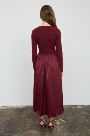 NATALIA MIDI DRESS-BURGUNDY