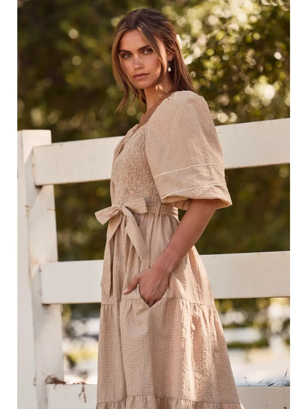 AURA MOCHA MIDI DRESS