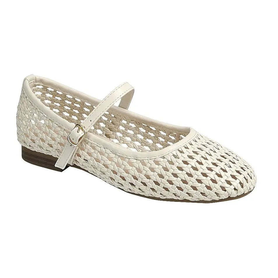 WOVEN FLATS-IVORY