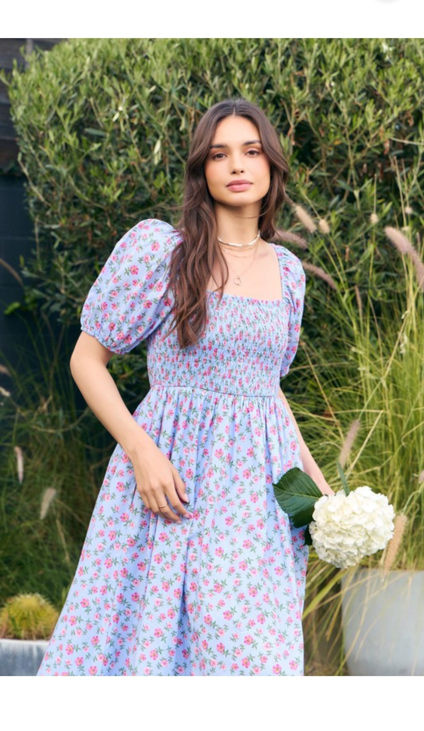 Floral print midi dress with pockets