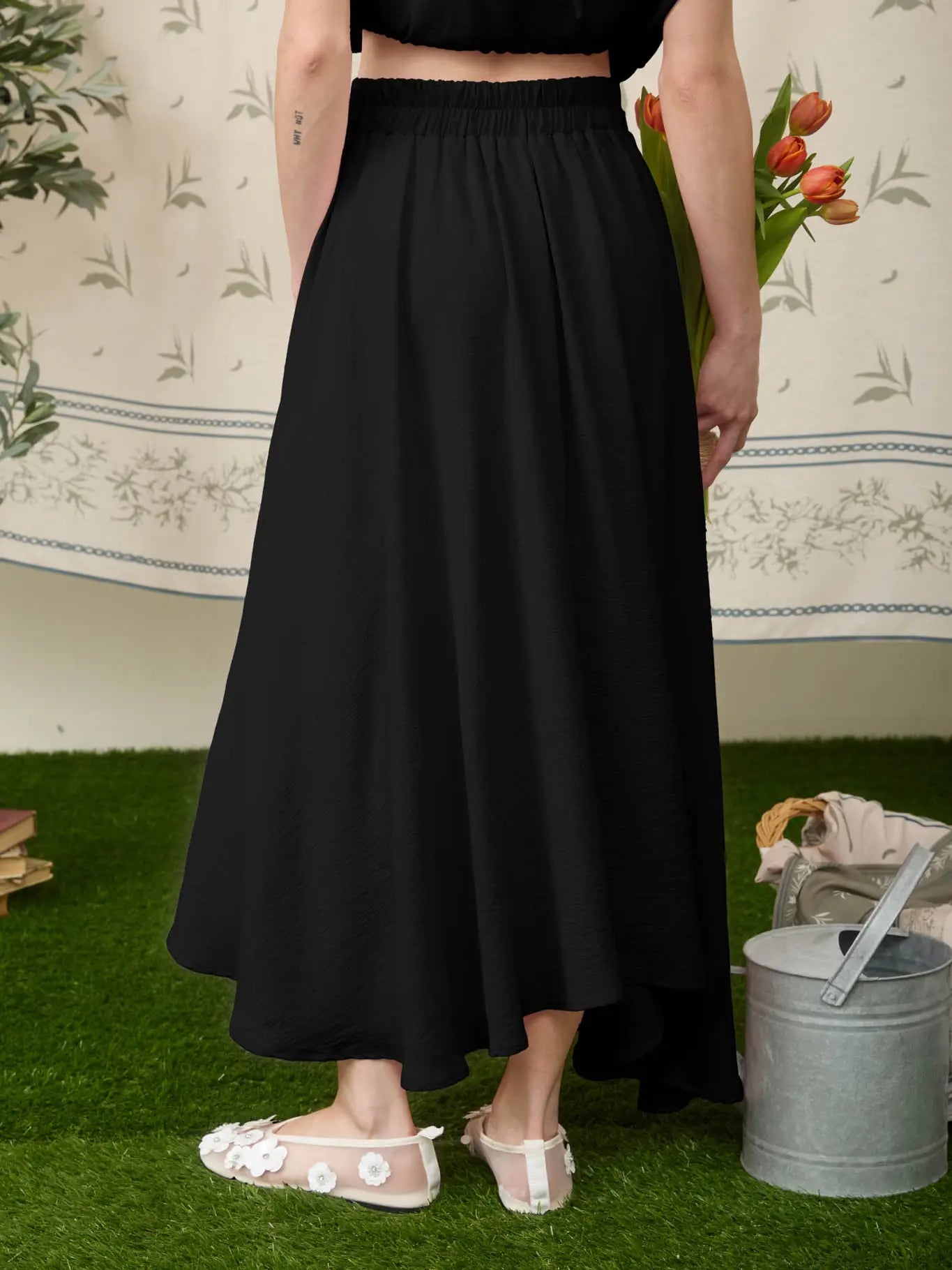 CAMILA MIDI SKIRT⨪BLACK
