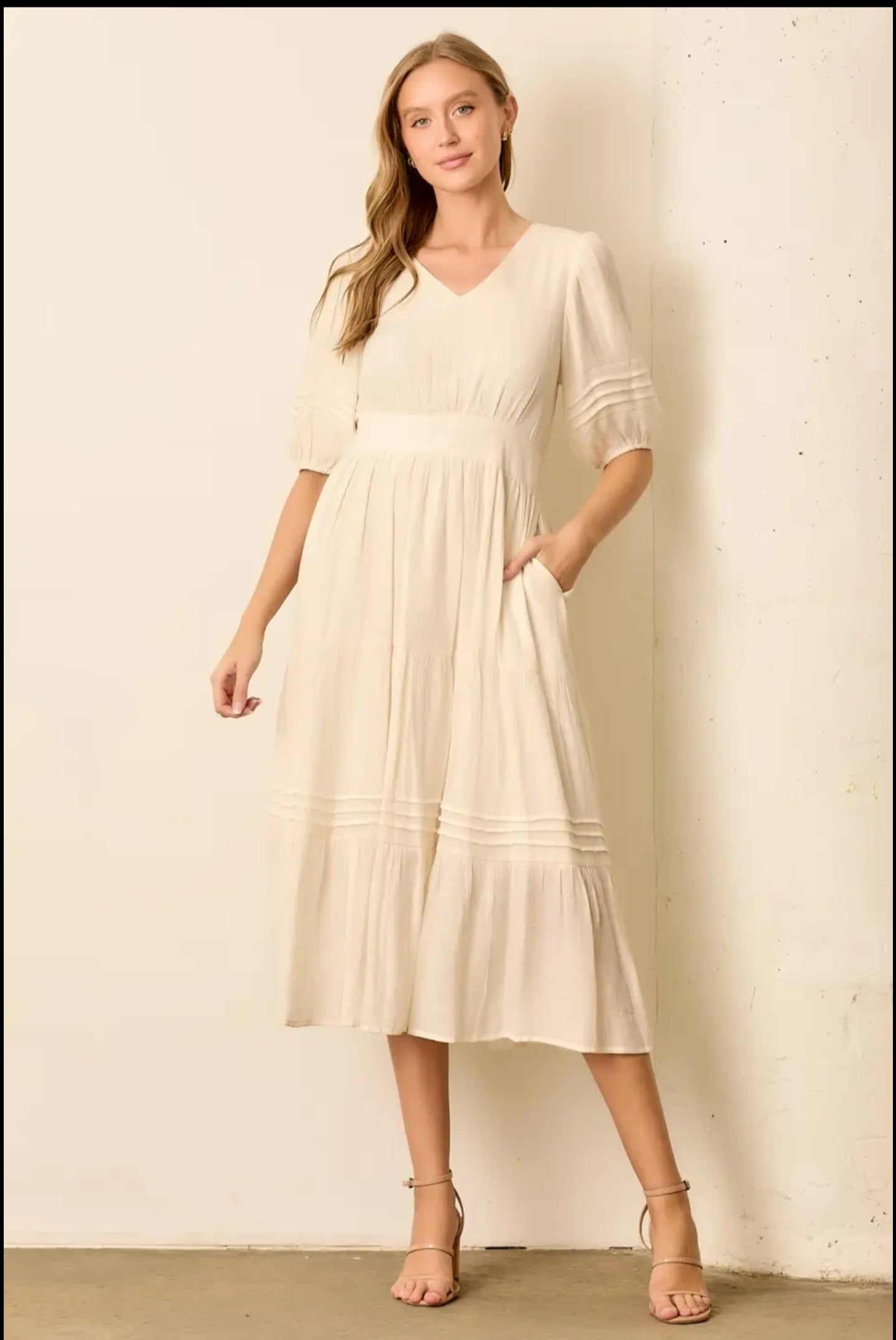 modest midi dresses Ivory Midi Dress – Ramos modest boutique