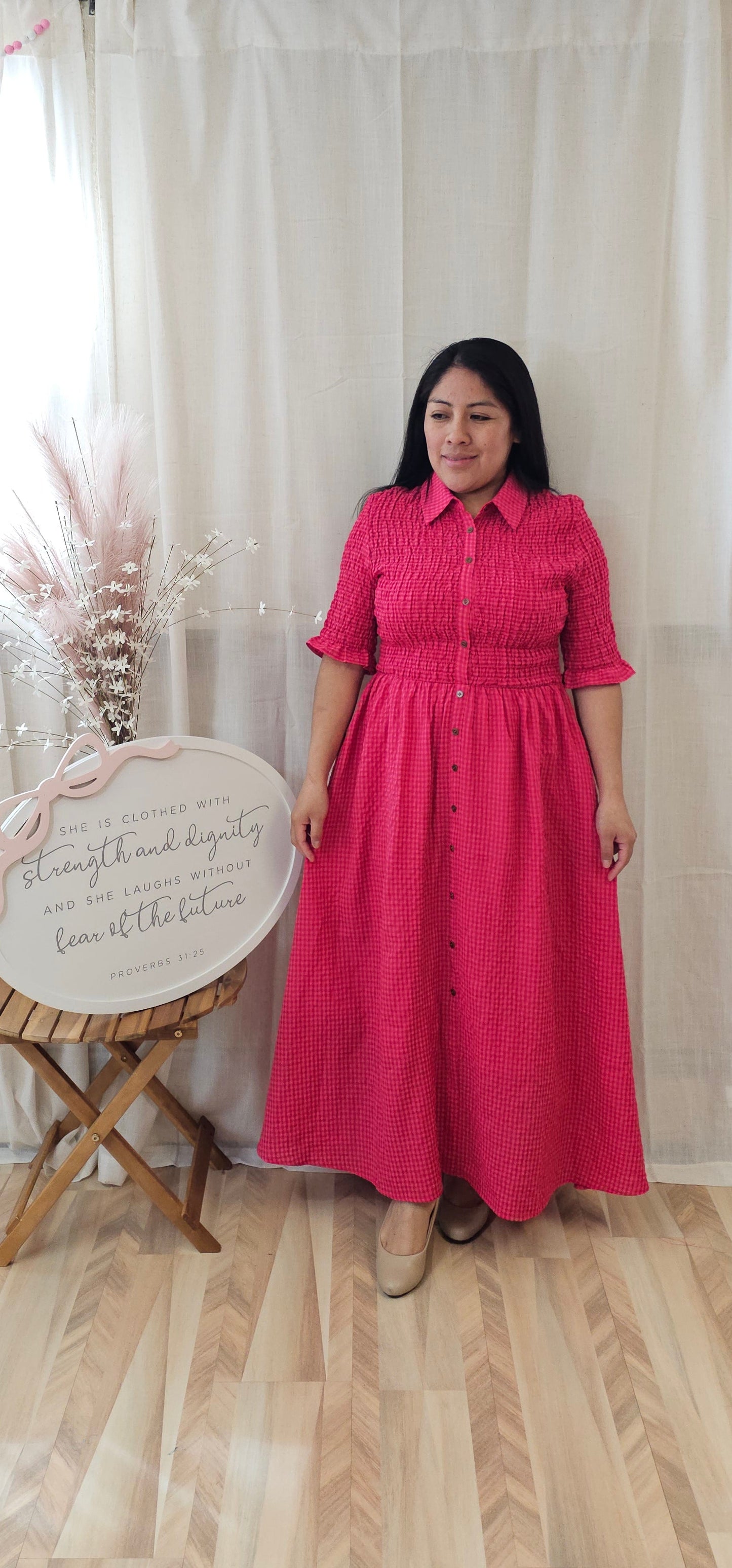 Yohana Midi Dress-Pink