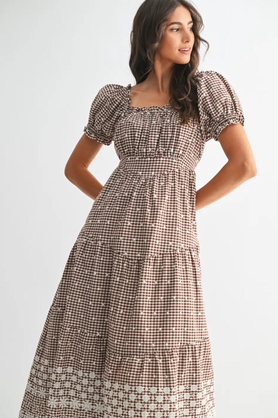 Embroidery Mocha Dress