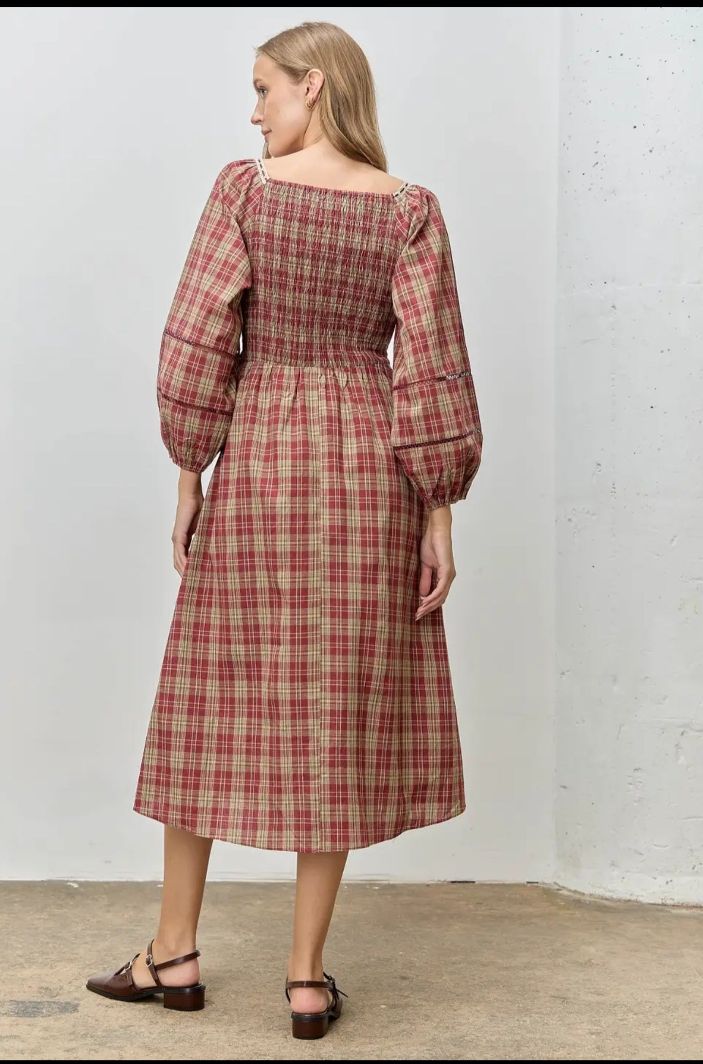 Emery plaid midi dress