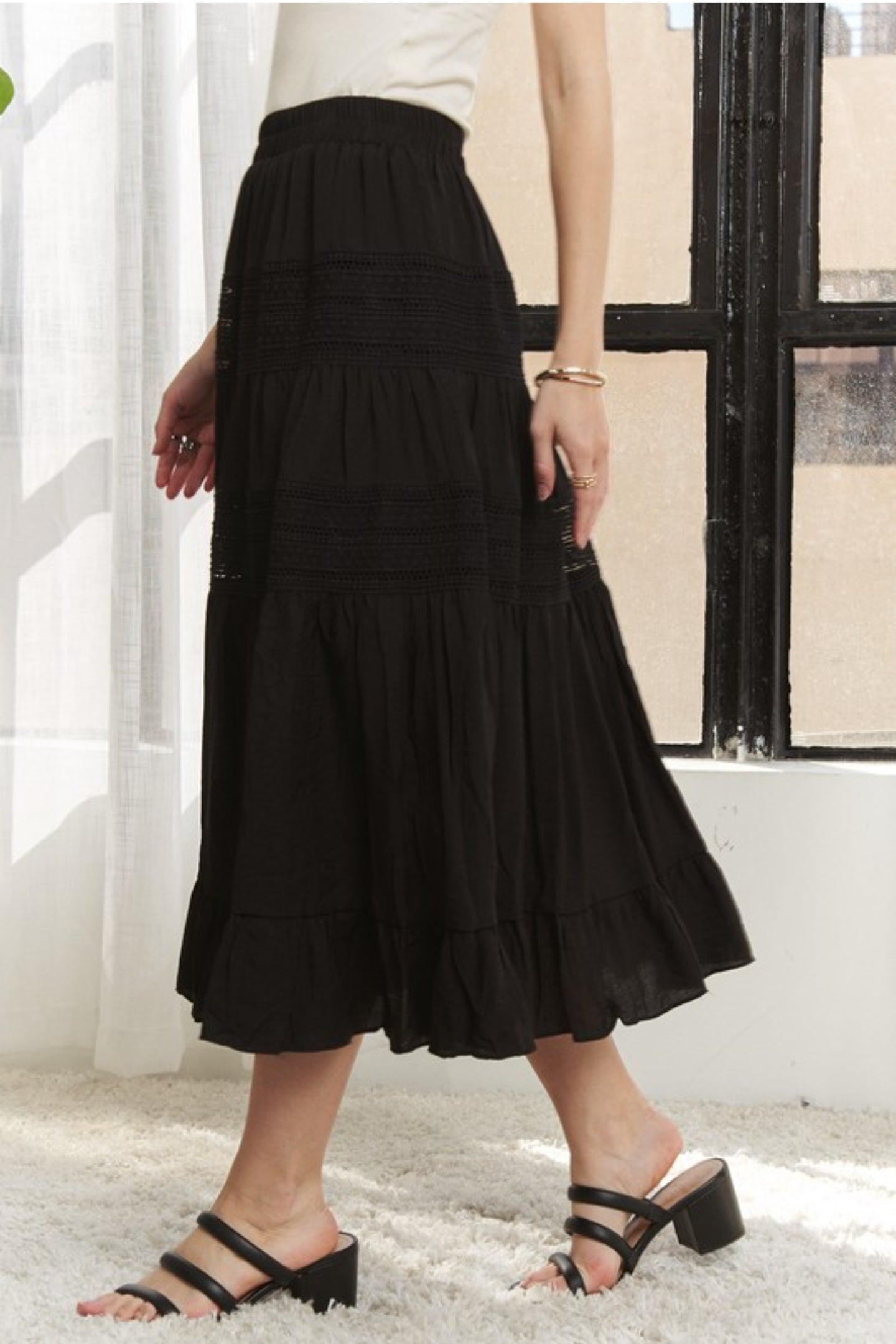 Black midi skirt
