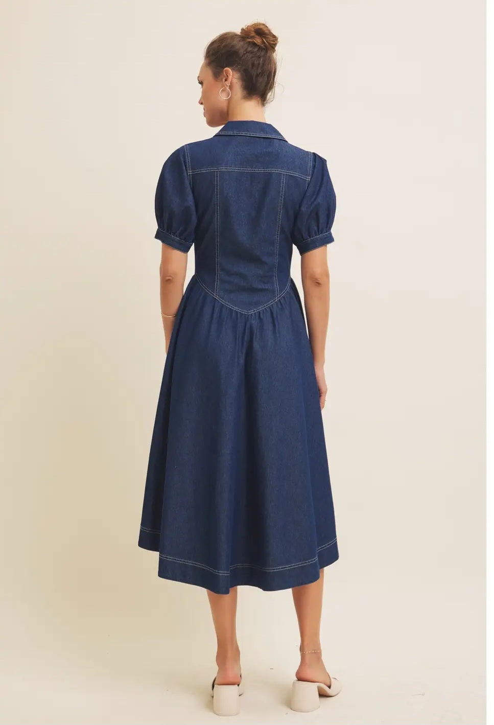 Marcia denim washed-Midi Dress