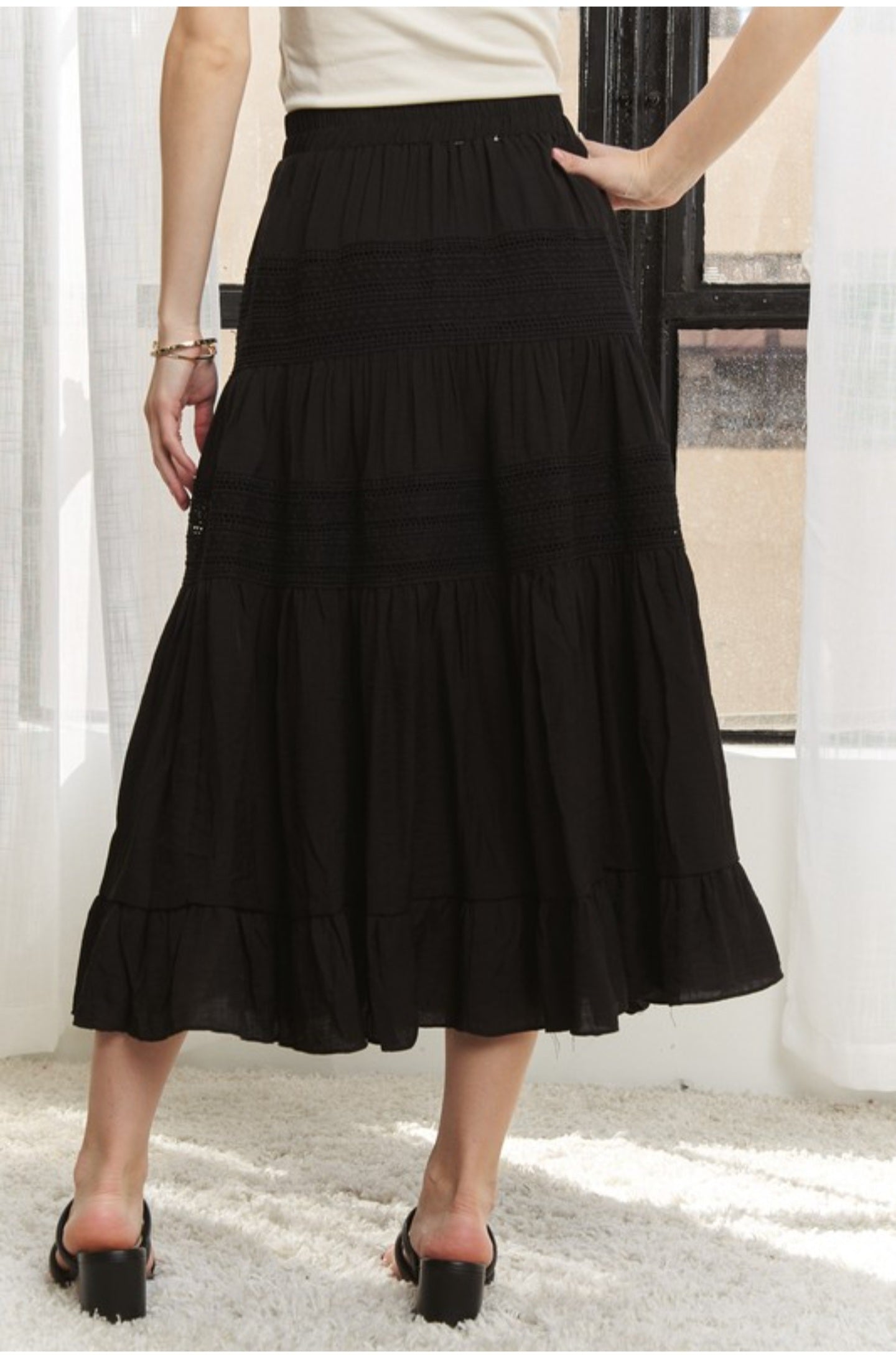 Black midi skirt