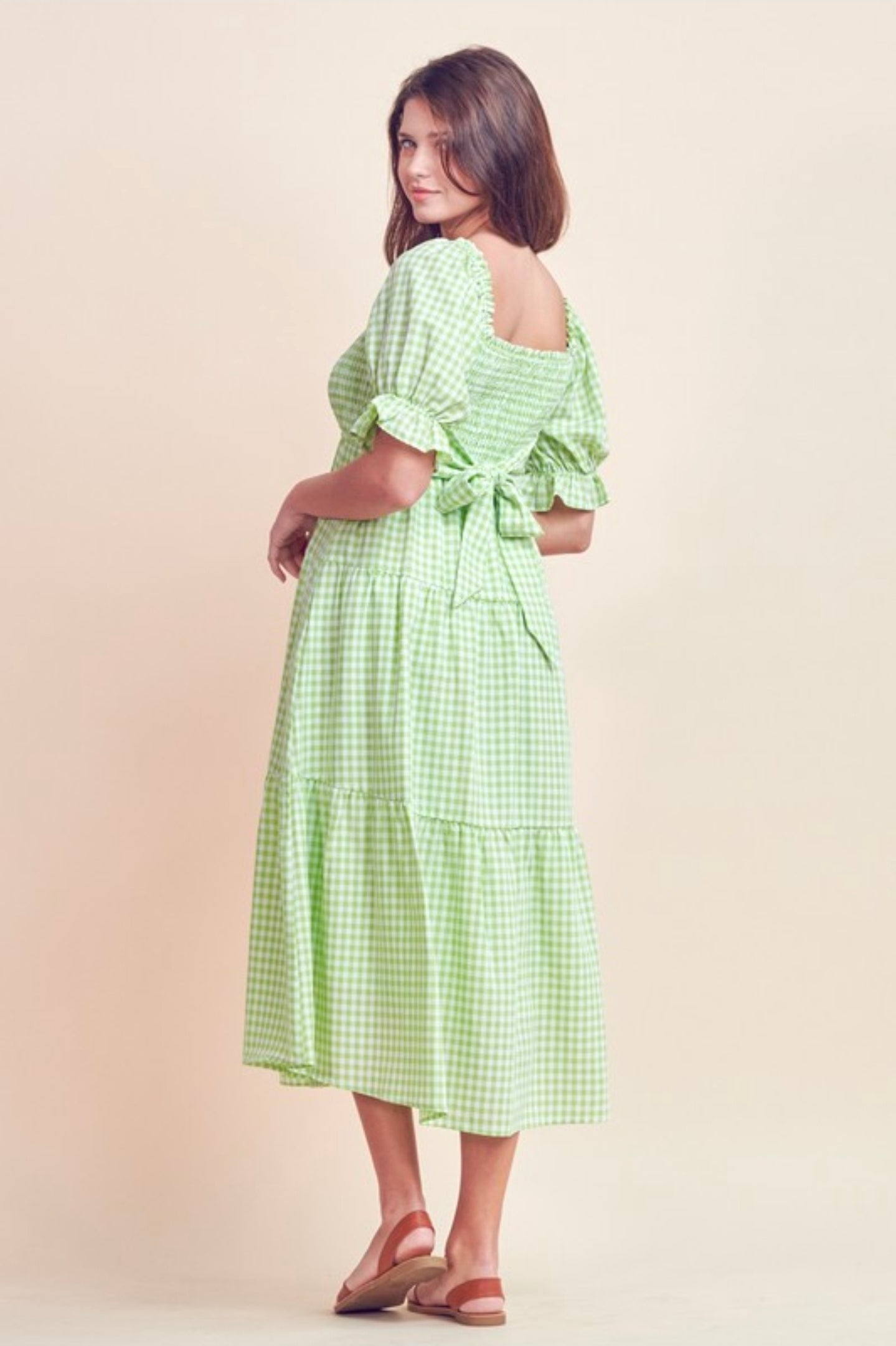 Ginham kiwi midi dress
