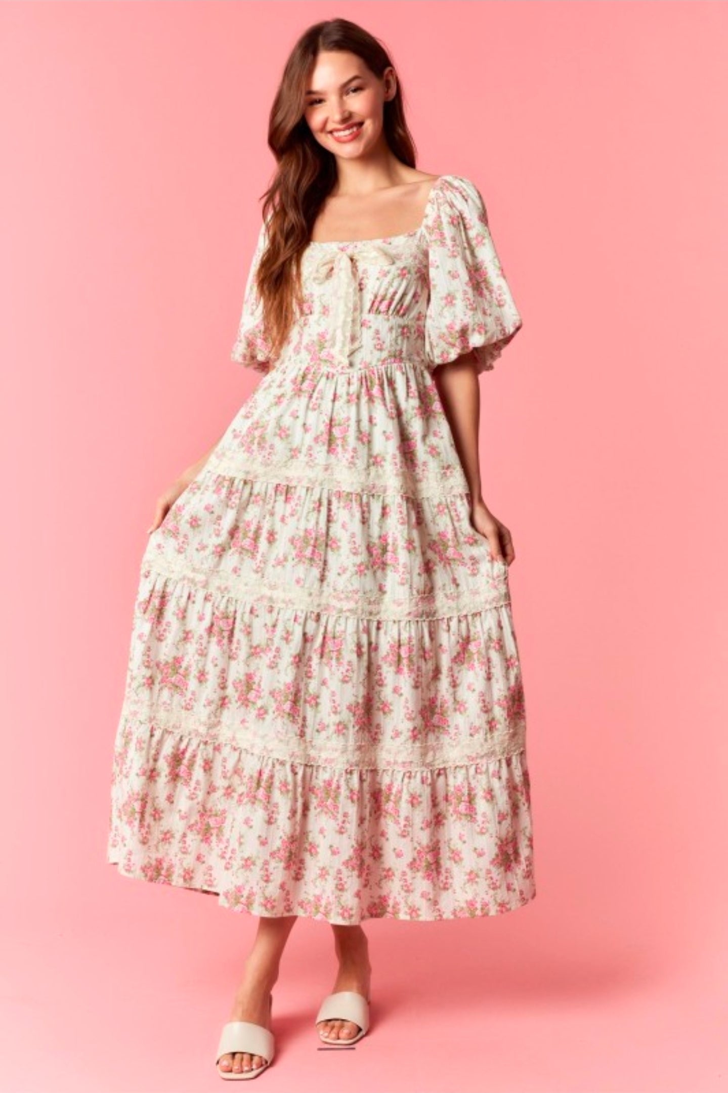 Helyn lace trim Midi Dress