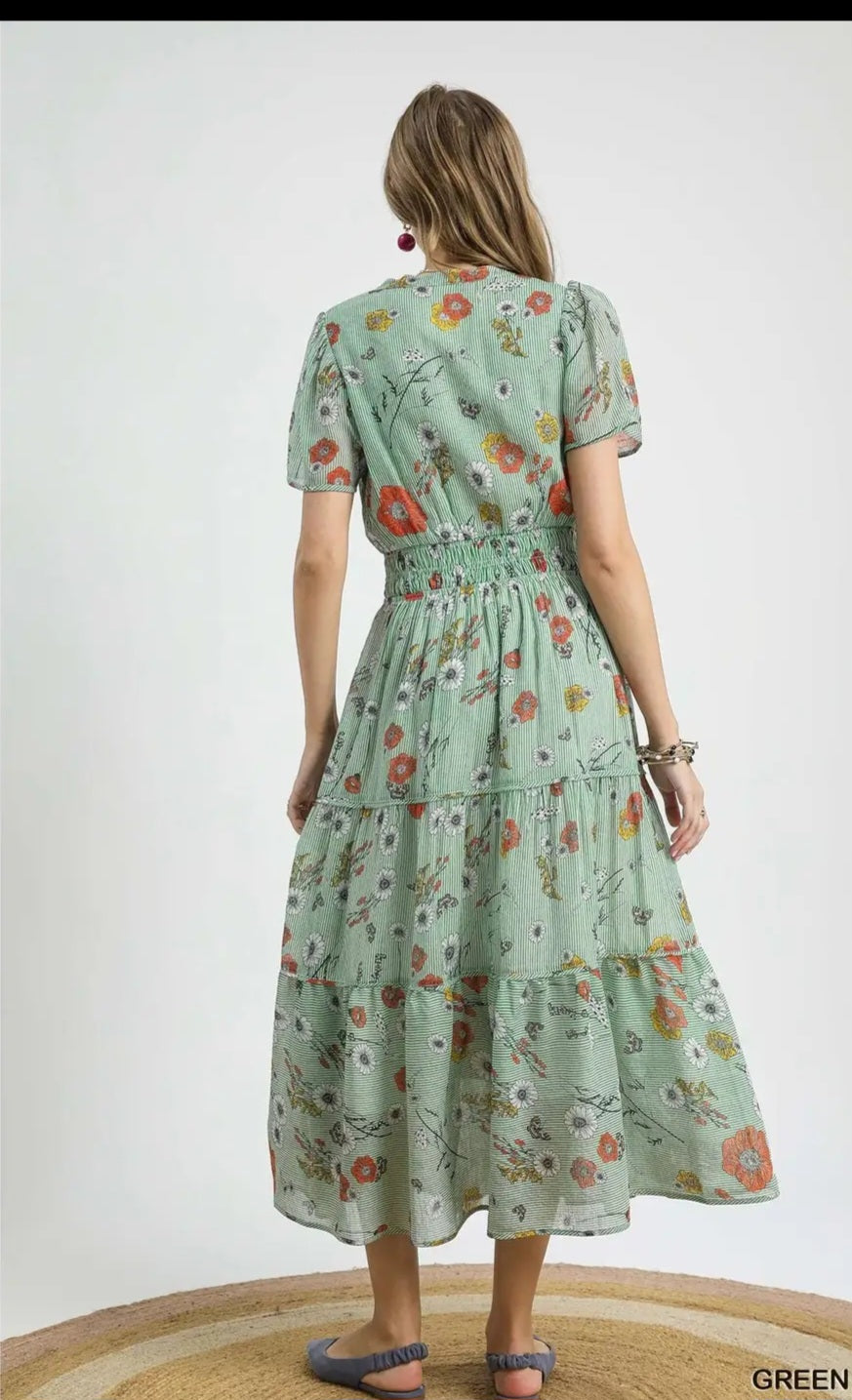 Sofia striped floral midi dress