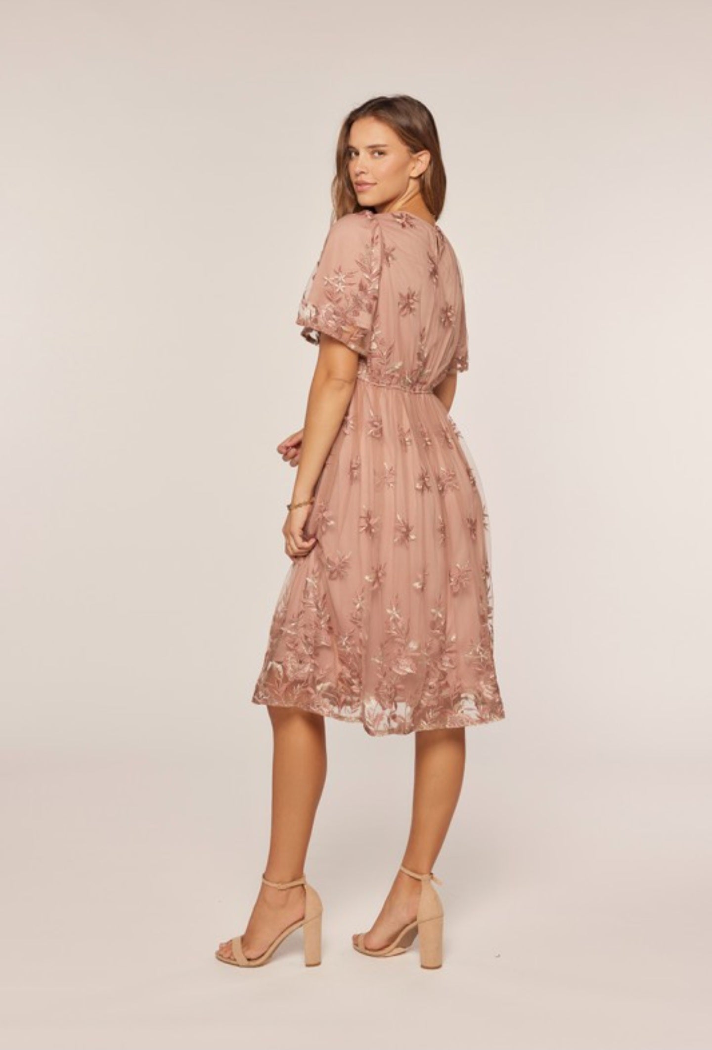Rosalie embroidery midi dress