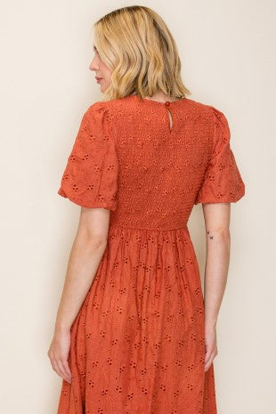 LIVIA EYELET MIDI DRESS