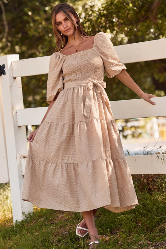 AURA MOCHA MIDI DRESS