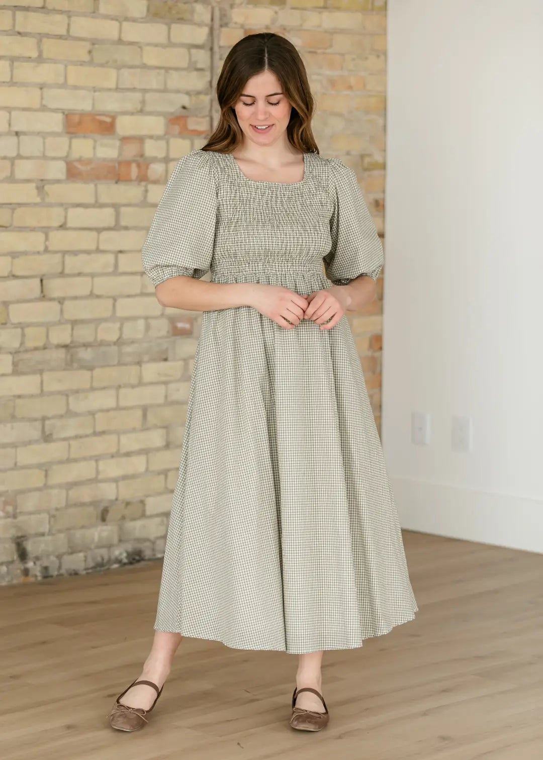 ZURIA OLIVE MIDI DRESS