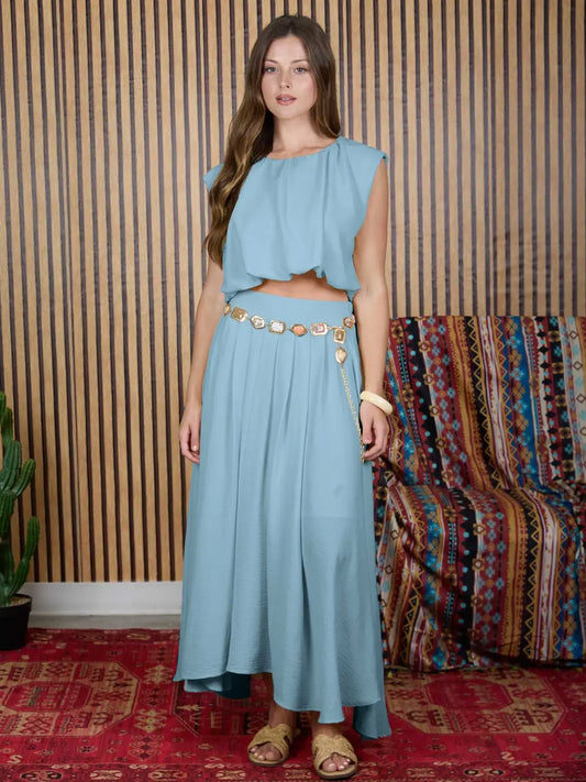 CAMILA MIDI SKIRT- BLUE