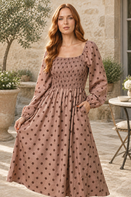 ISABELA SMOCKED MIDI DRESS