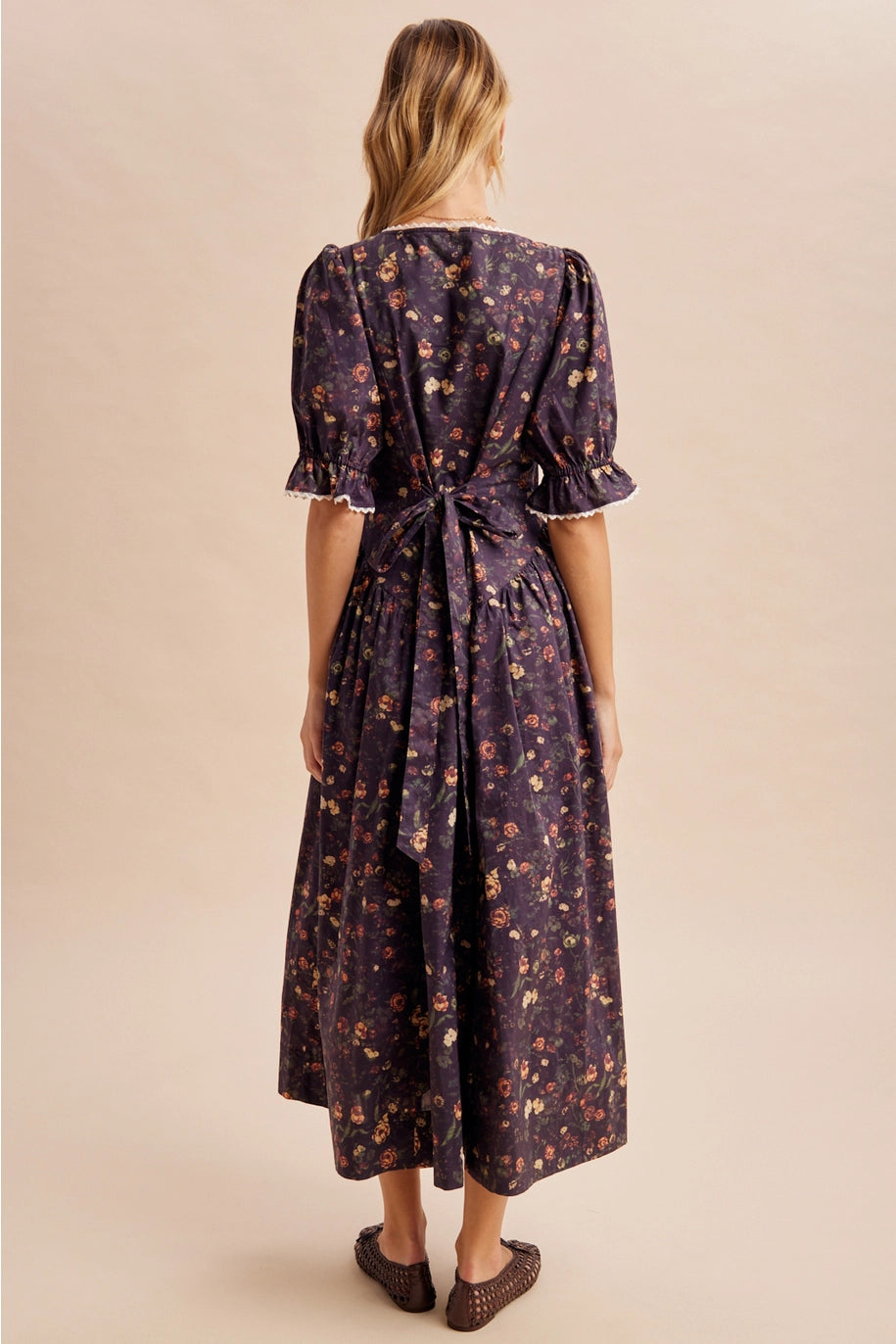 VIOLET BUTTONED MIDI DRESS