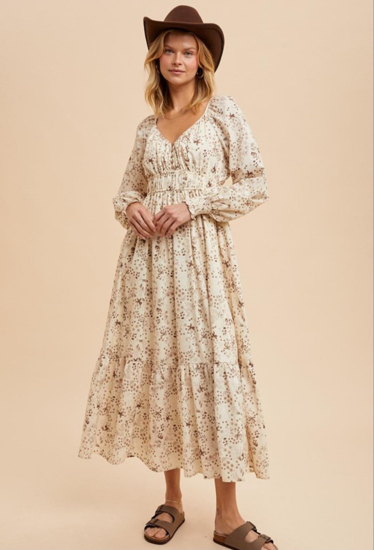 Camel print midi dress