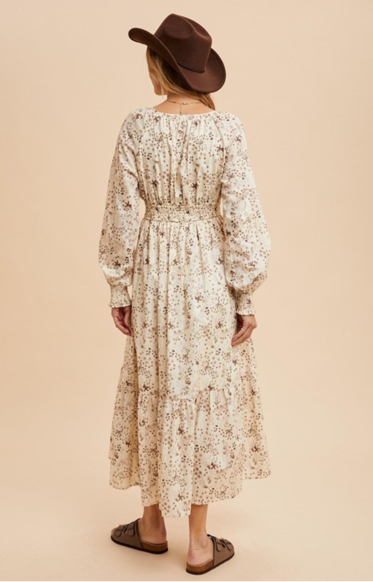 Camel print midi dress