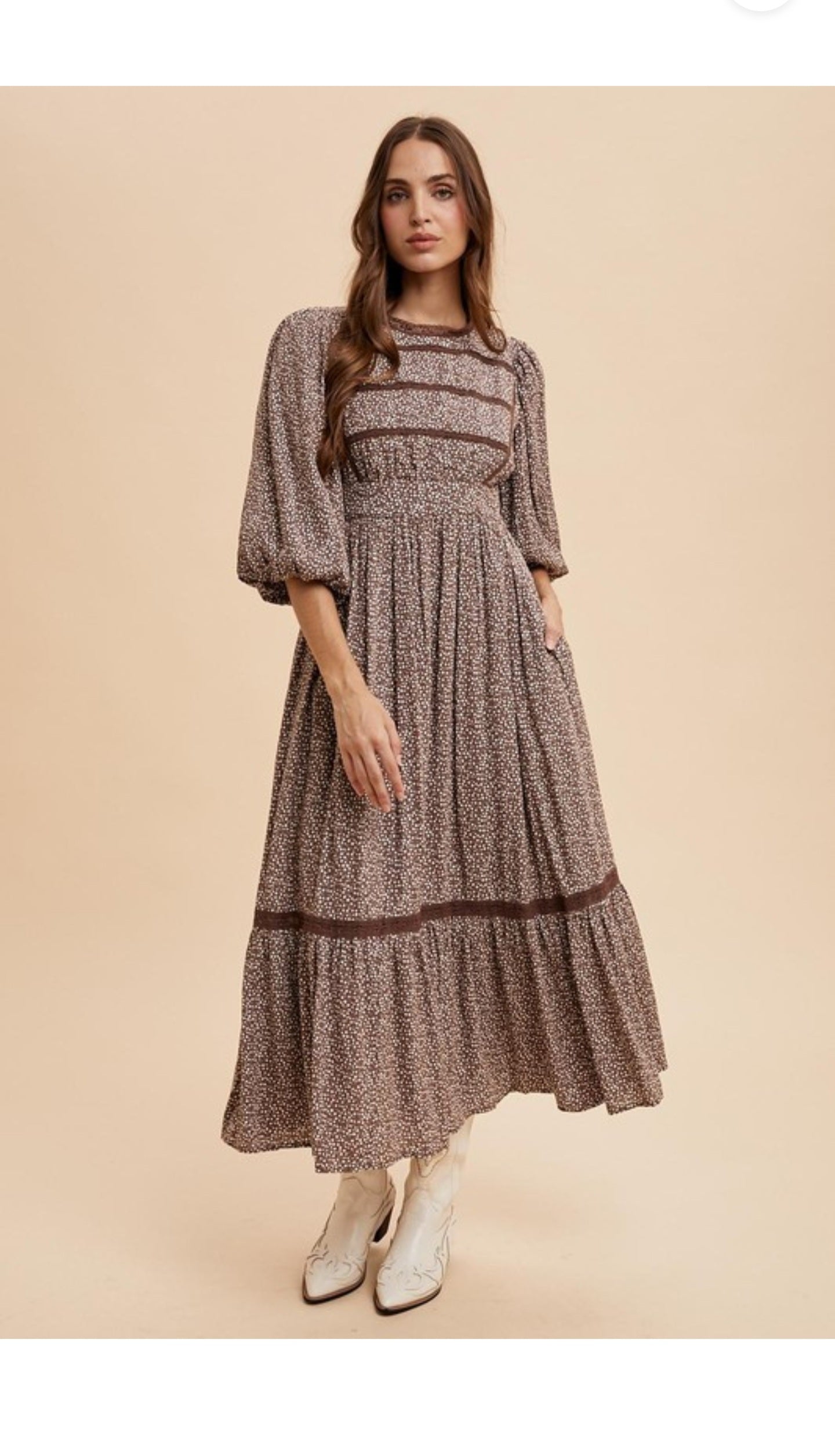 Camelia 3/4 sleeve midi dress