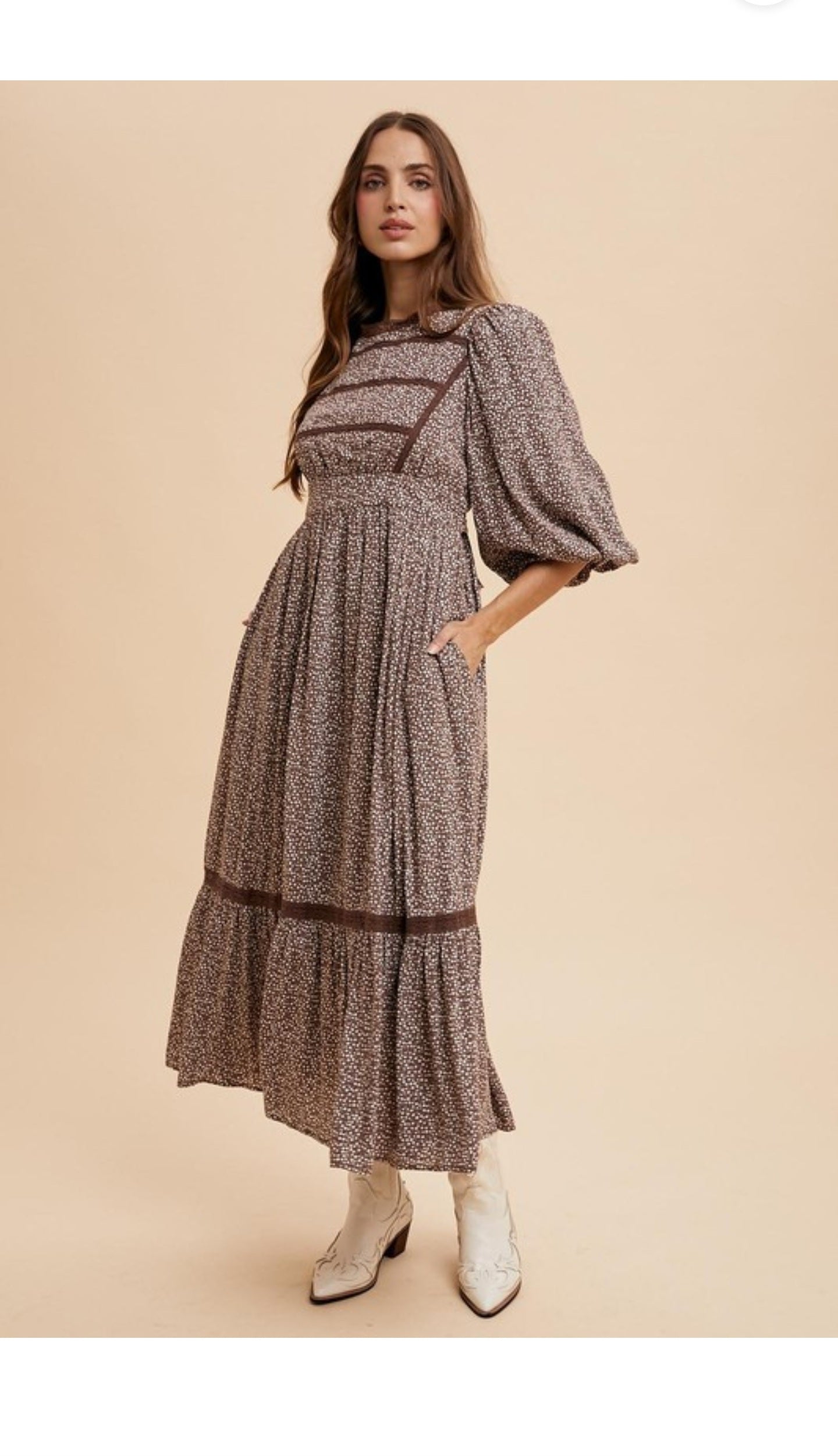 Camelia 3/4 sleeve midi dress