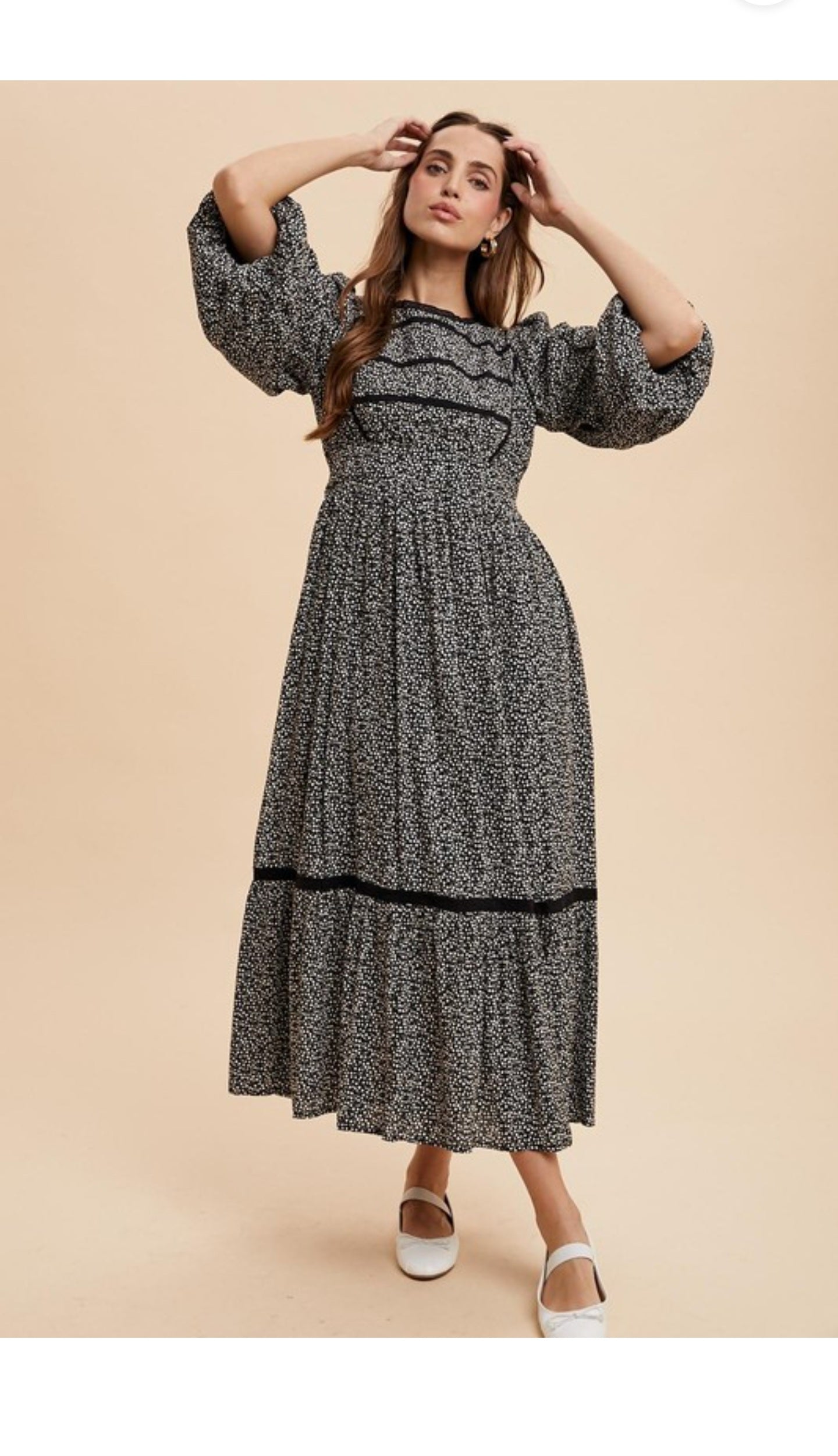 Camelia 3/4 sleeve midi dress