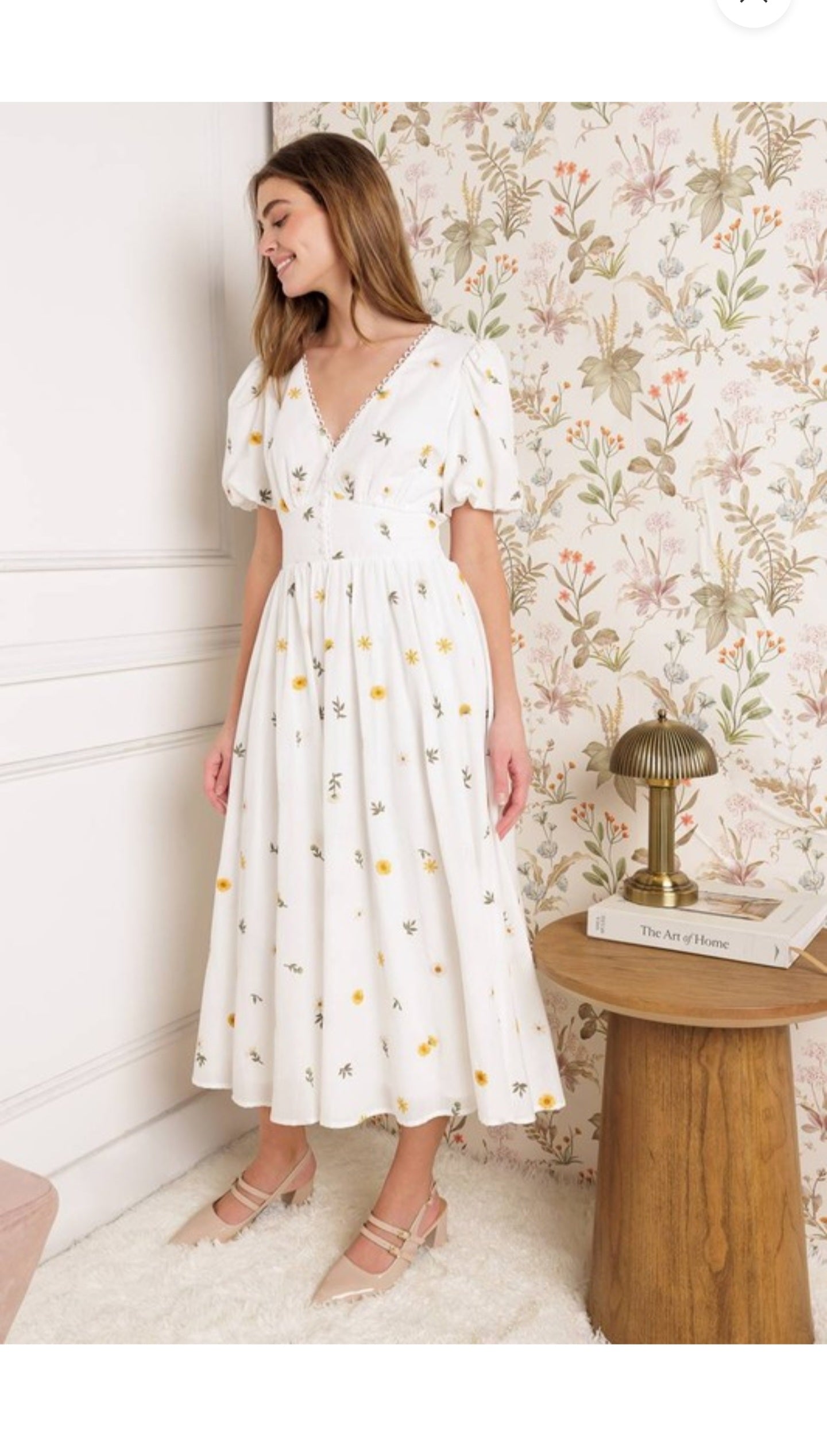 Sunshine emboidered-buttoned midi dress