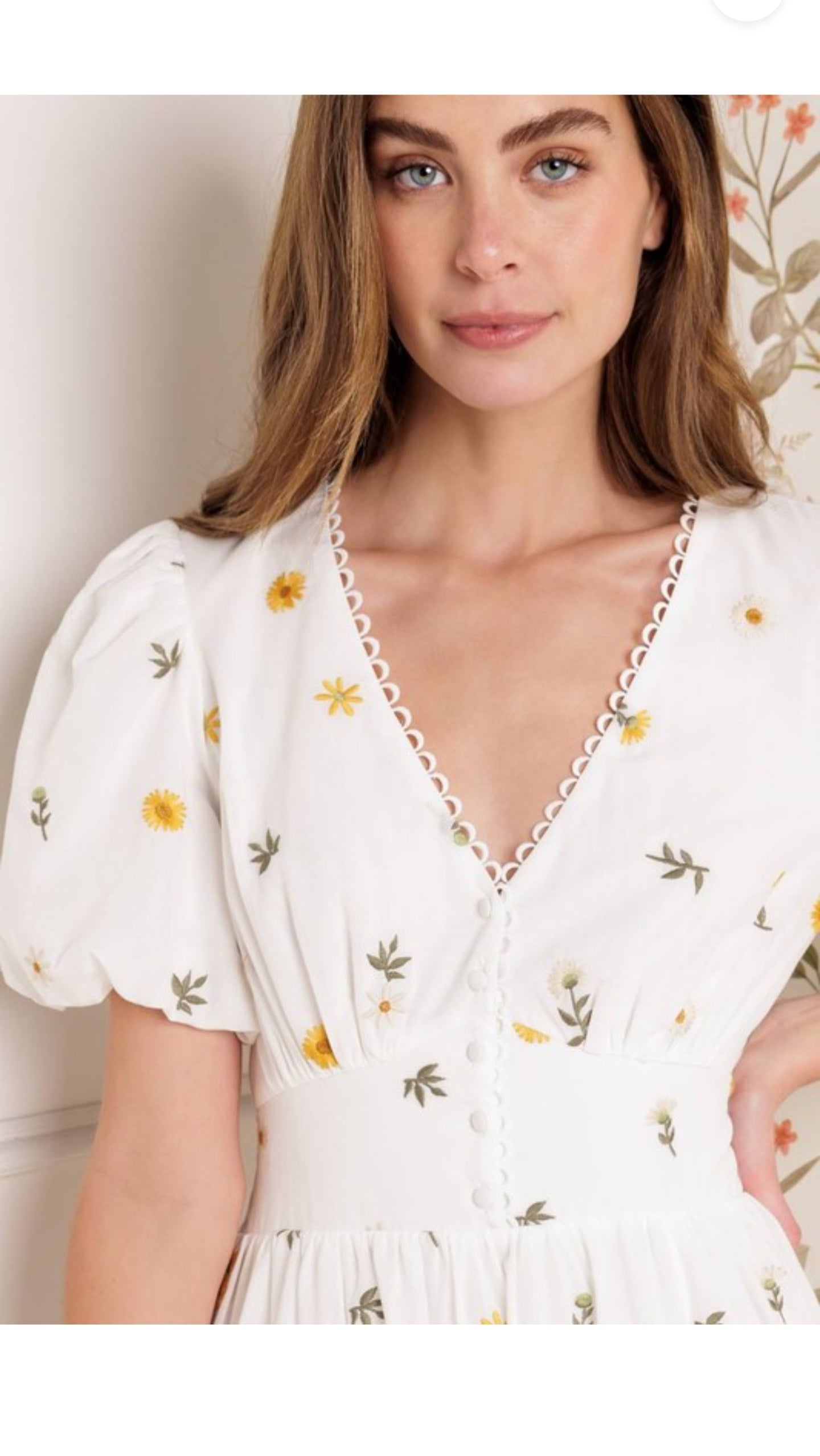 Sunshine emboidered-buttoned midi dress