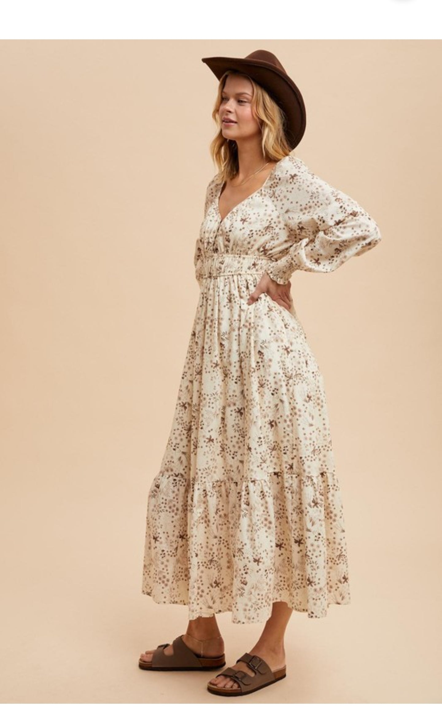Camel print midi dress