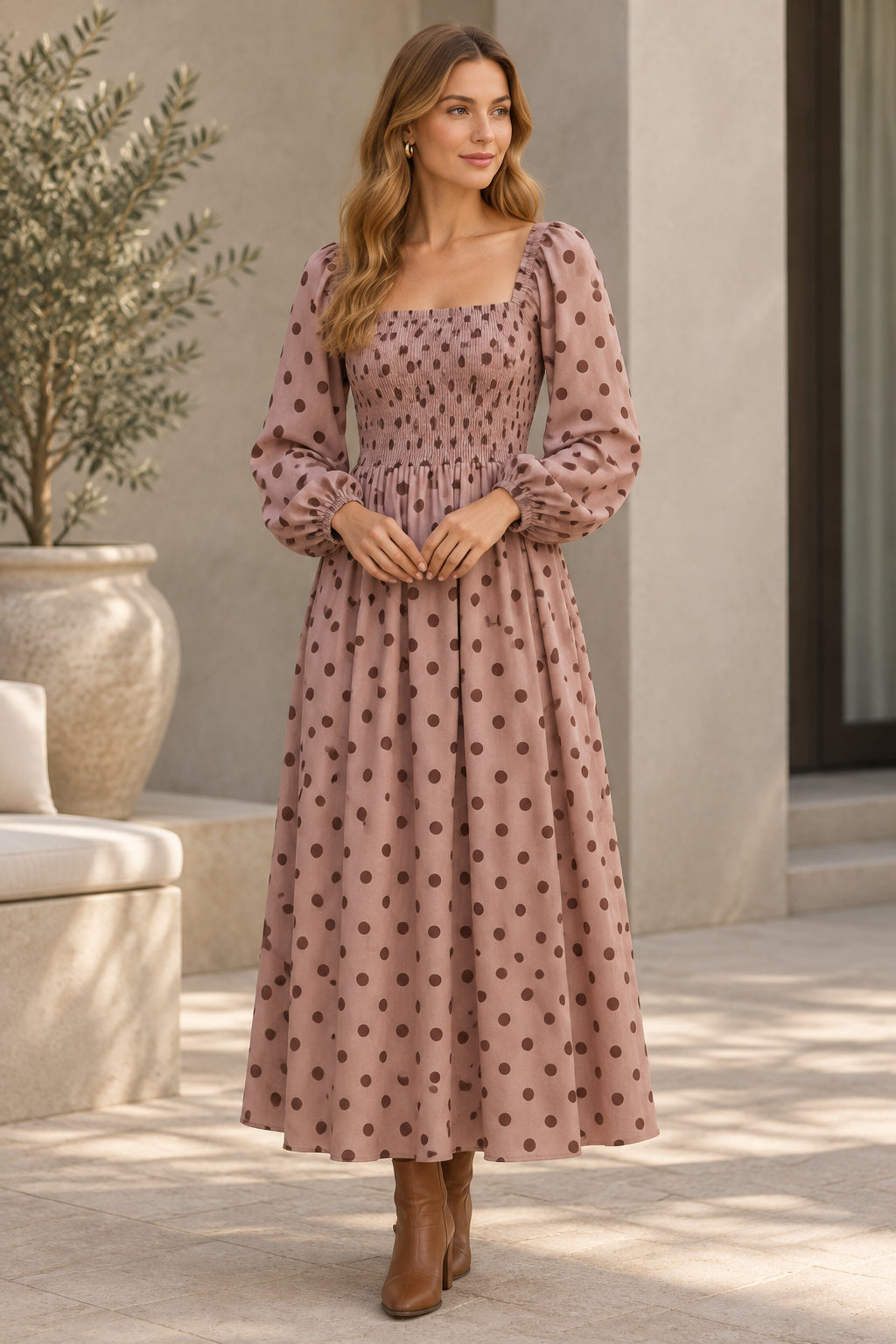 ISABELA SMOCKED MIDI DRESS