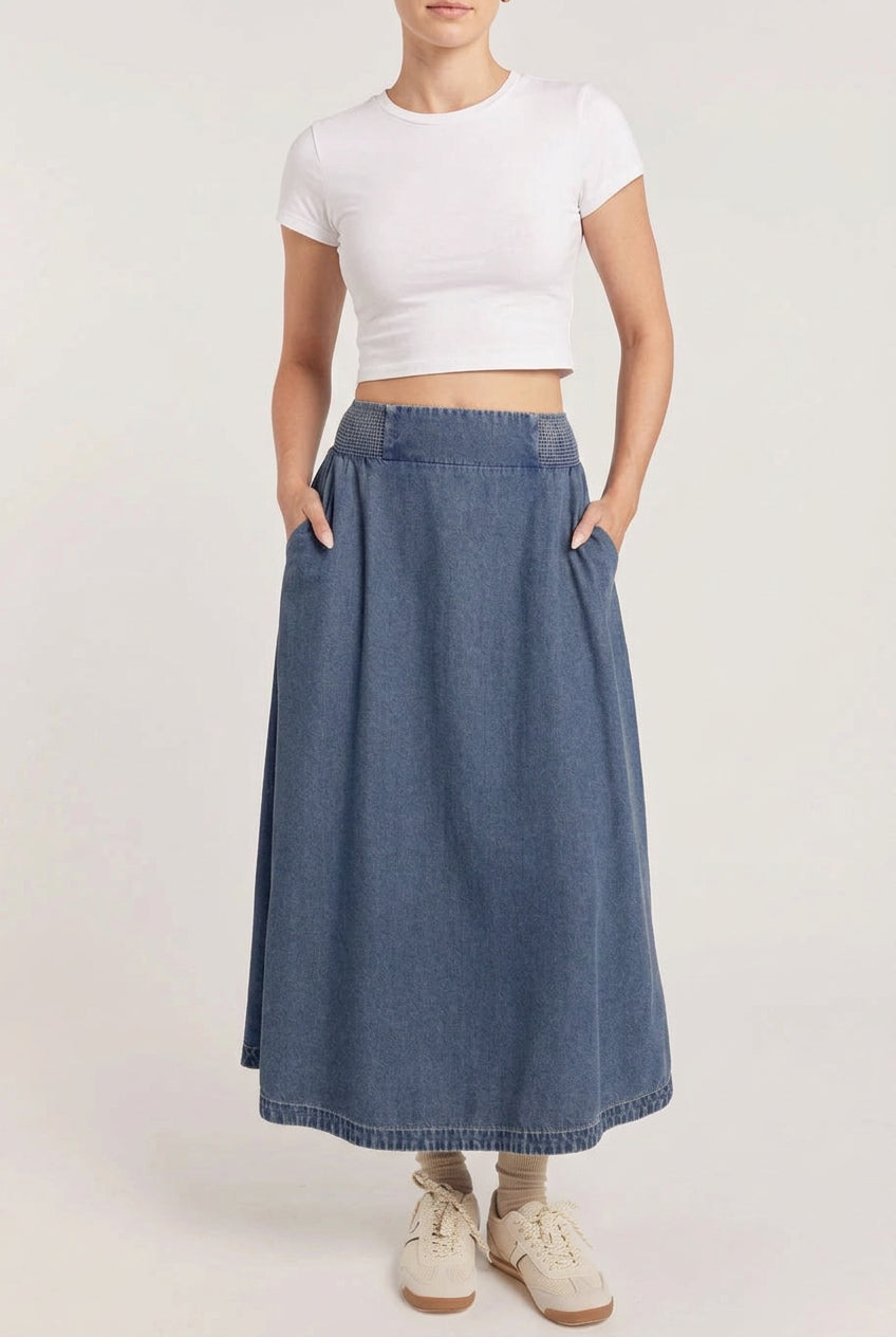 DENIM MIDI SKIRT