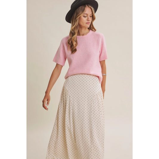 ARIA POLKA DOT-SATIN MIDI SKIRT