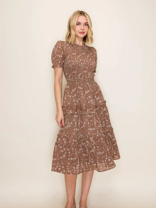 AMALIA TIERED MIDI DRESS