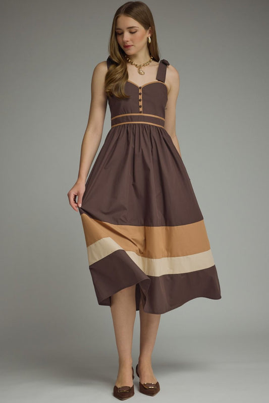 Jaslyn Brown Midi Dress