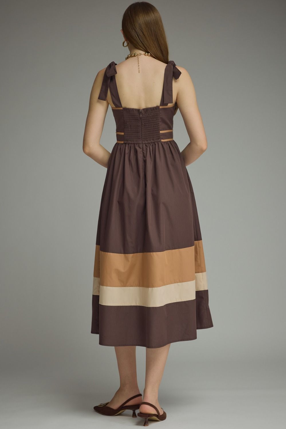 Jaslyn Brown Midi Dress