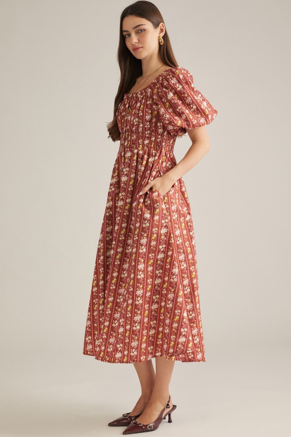 ELANA  PRINTED MIDI DRESS