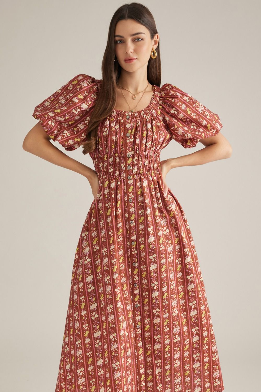 ELANA  PRINTED MIDI DRESS