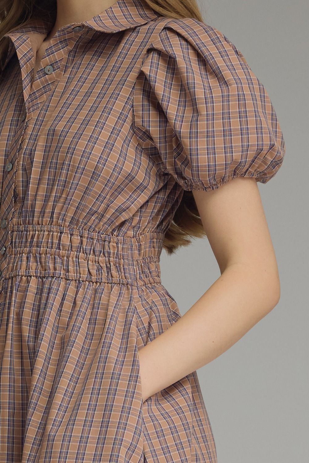 CAROL PLAID MIDI DRESS