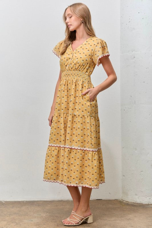 Butter Floral Midi Dress