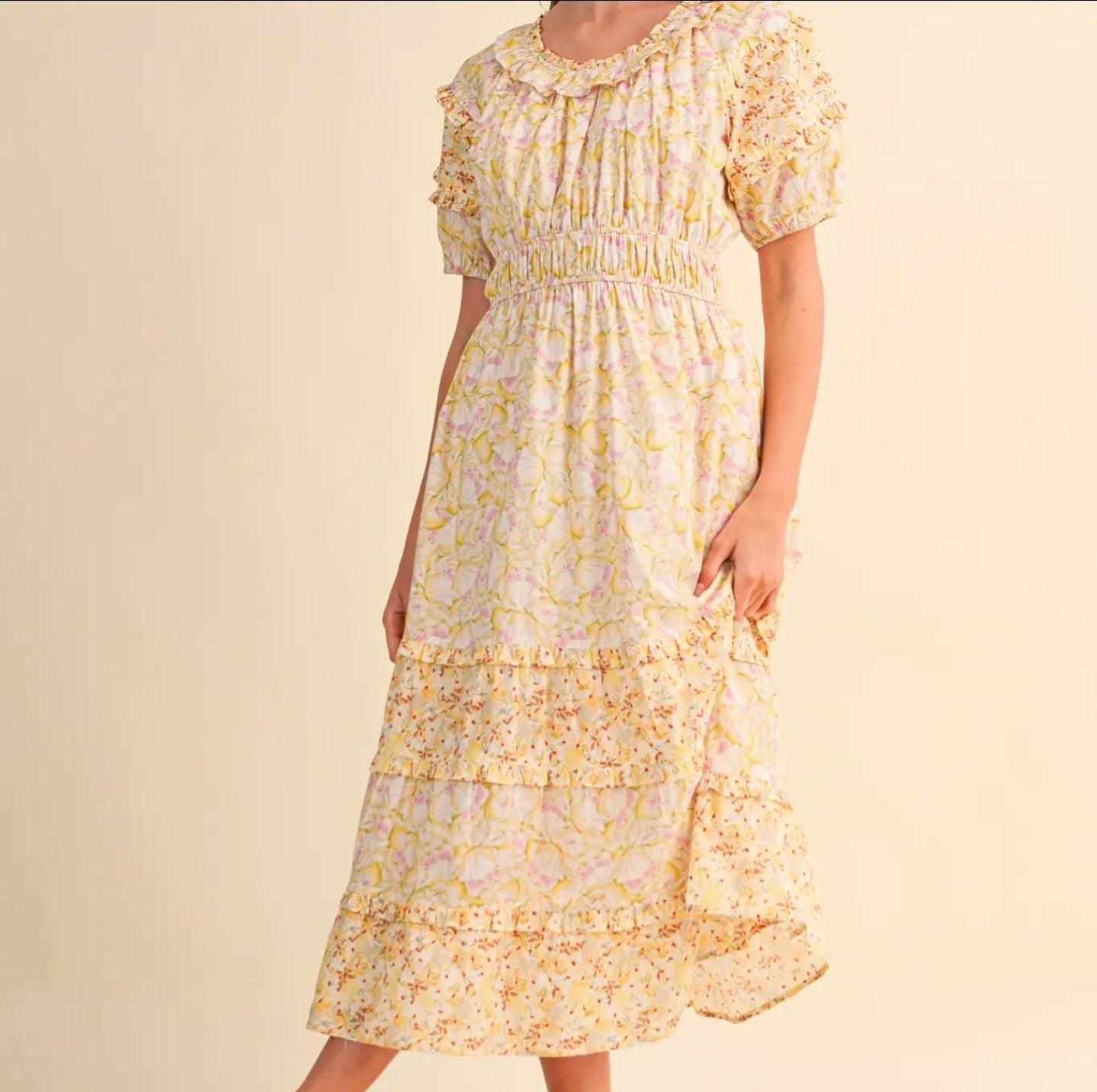 Sandra Ruffled Midi Dress