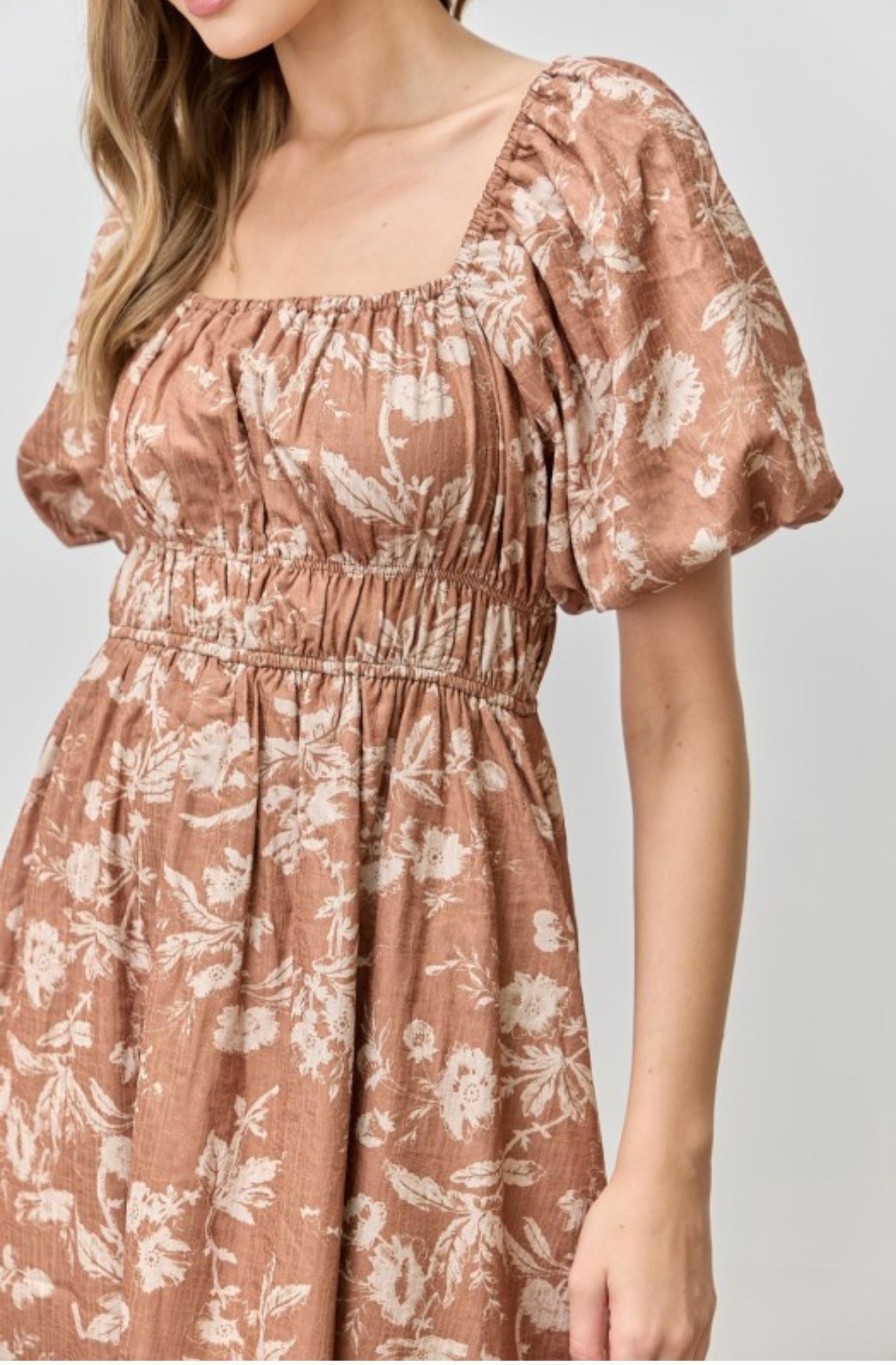 Elena Cognac Midi Dress