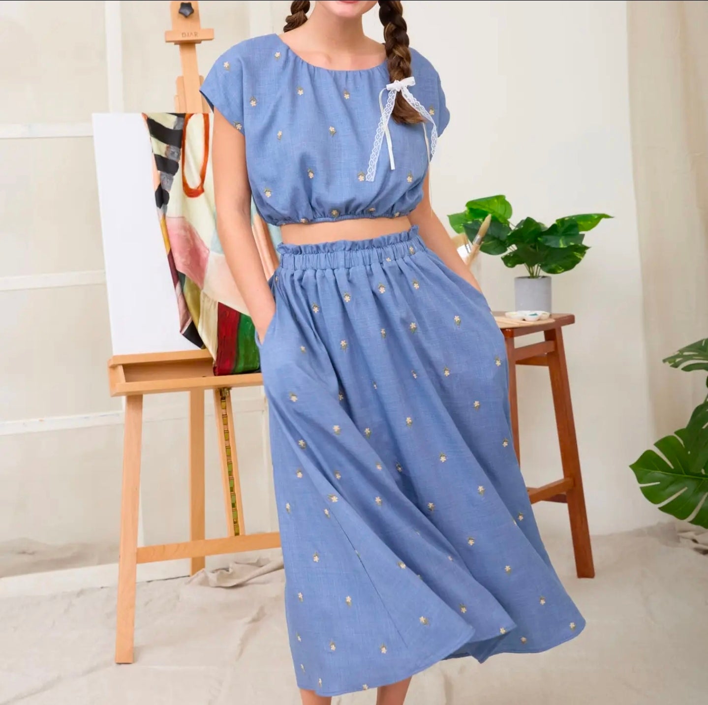 Embroidered Midi Skirt