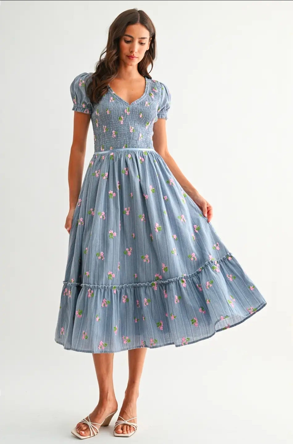 Eliana Emboidered Midi Dress
