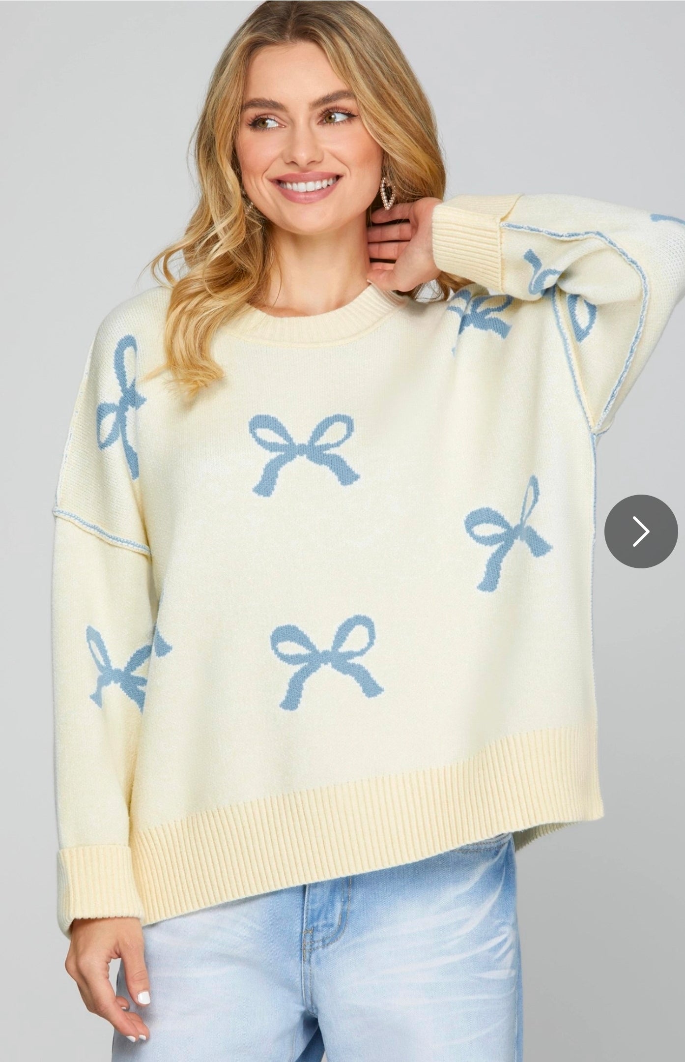 Coquette Ribbed Sweater- Blue