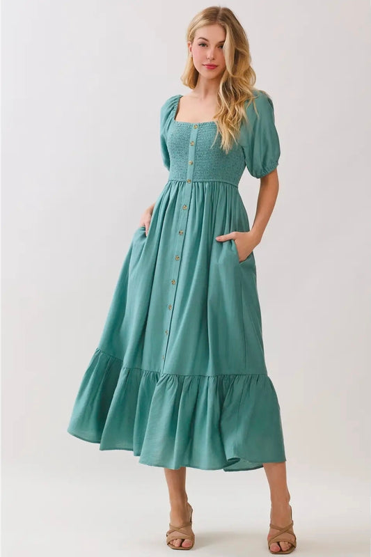 Vanessa Midi Dress- Teal