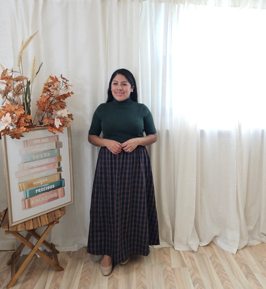 JASLYN PLAID MIDI DRESS-GREEN