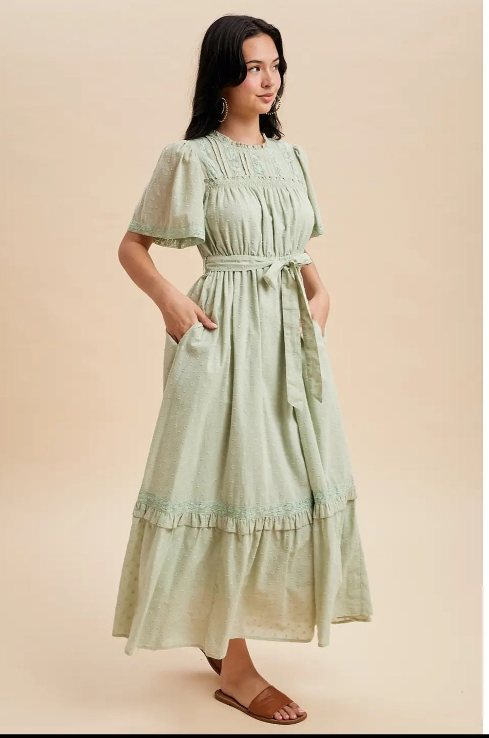 Elizabeth Sage Midi Dress