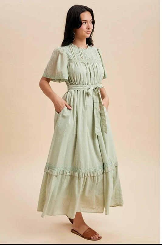 Elizabeth Sage Midi Dress
