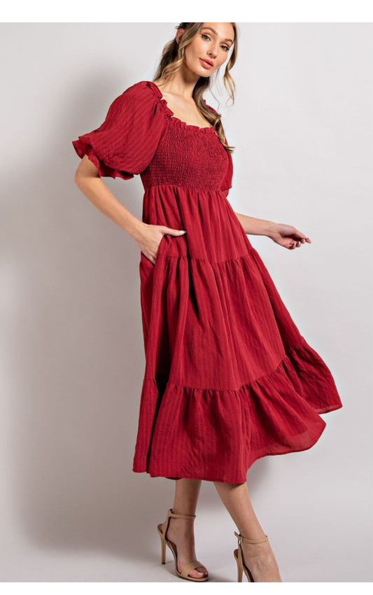 Burgundy midi dress